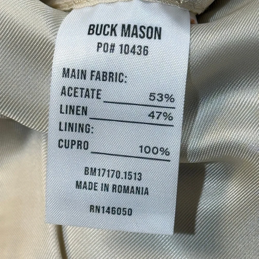 Buck Mason Natural Linen Herringbone Hollywood Sport Coat Blazer 42R NEW $698